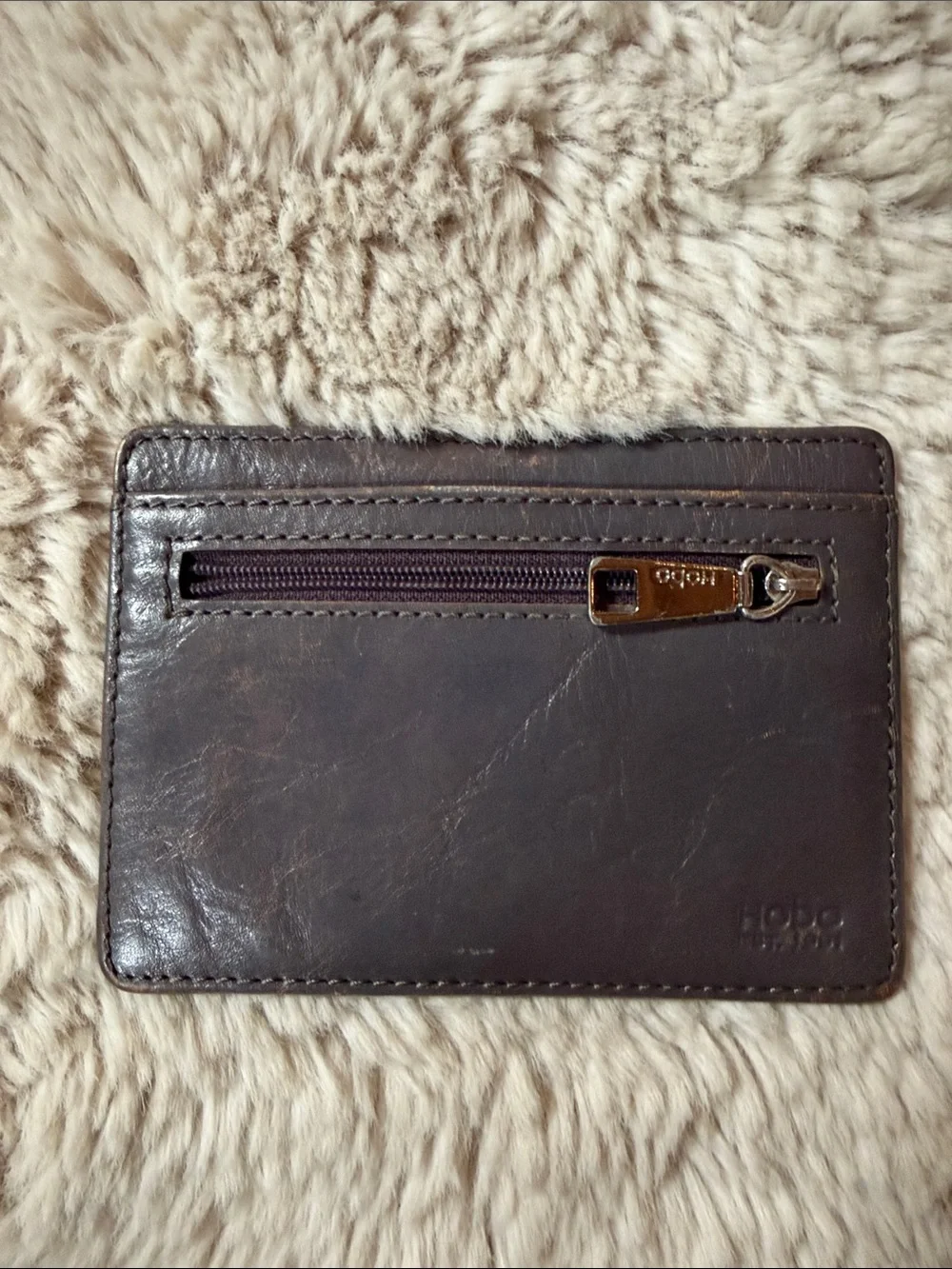 HOBO Black Leather Card & ID Holder with Patterned ID Window